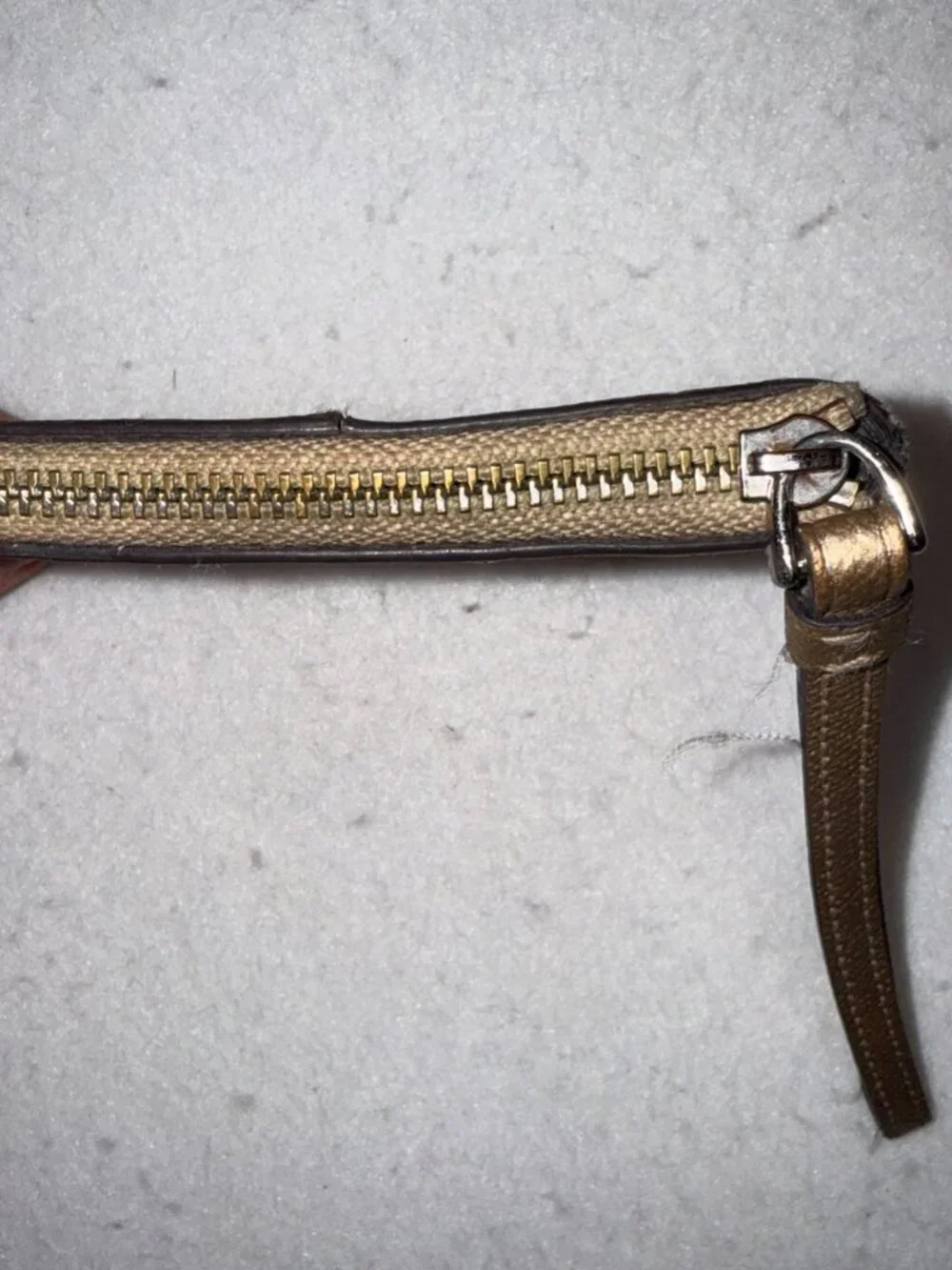VINTAGE Y2K Coach Metallic Gold Logo Wristlet Small Designer Bag Zip Closure